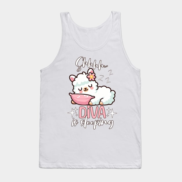 Cute Baby Llama Sleeping Tank Top by alcoshirts